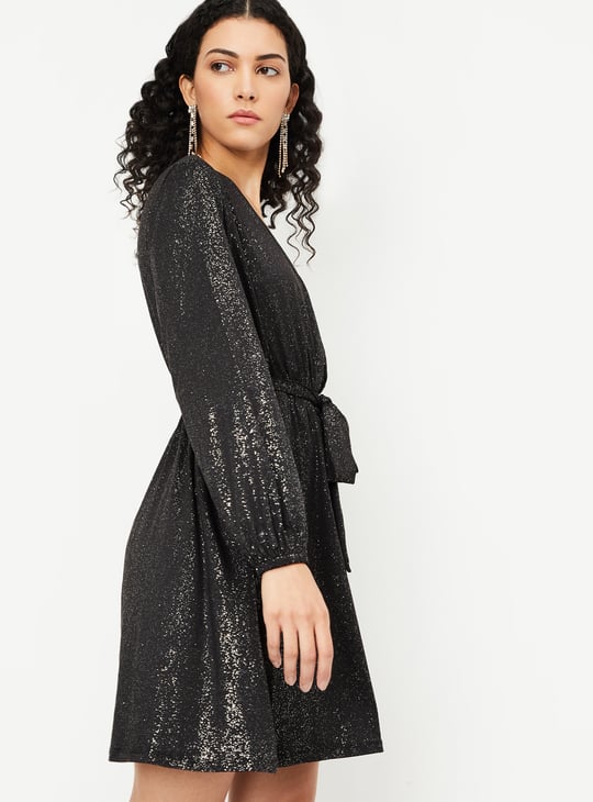 ALAYA F x URB_N Women Shimmer Wrap Party Dress