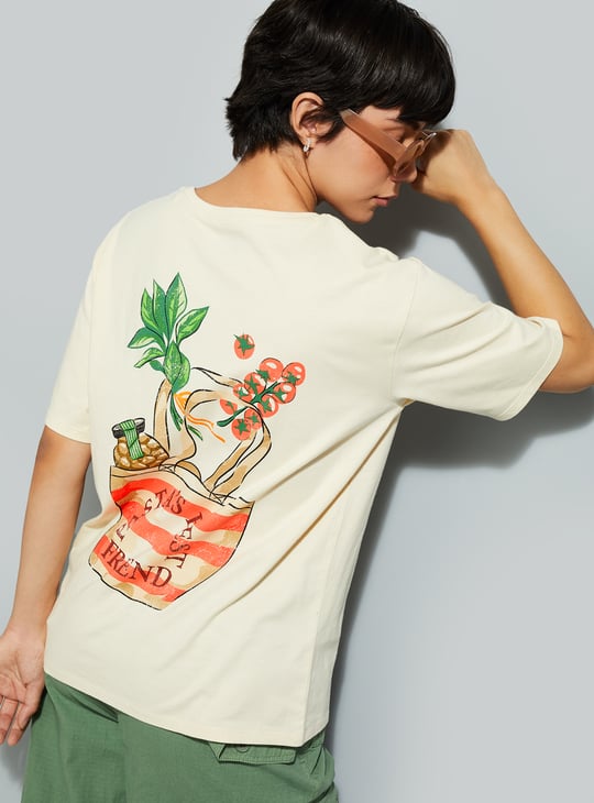 URB_N Women Oversized Back Printed T-shirt