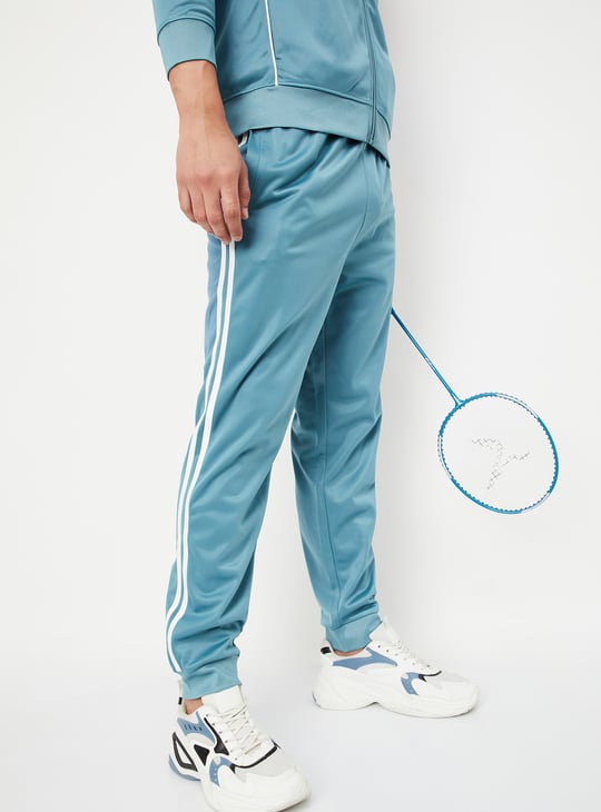 Men Side Tape Athleisure Joggers Blue Joggers