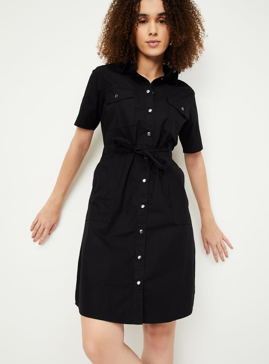 Women Solid Shirt Dress