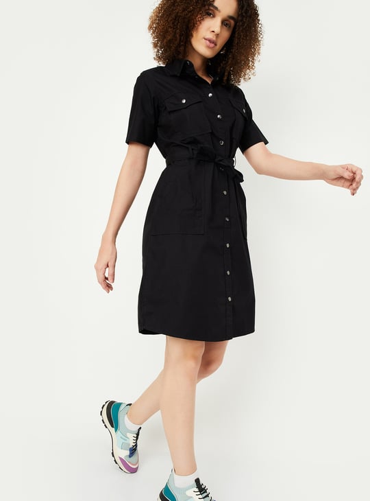 Women Solid Shirt Dress