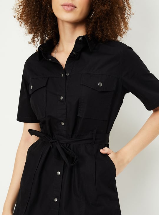Women Solid Shirt Dress