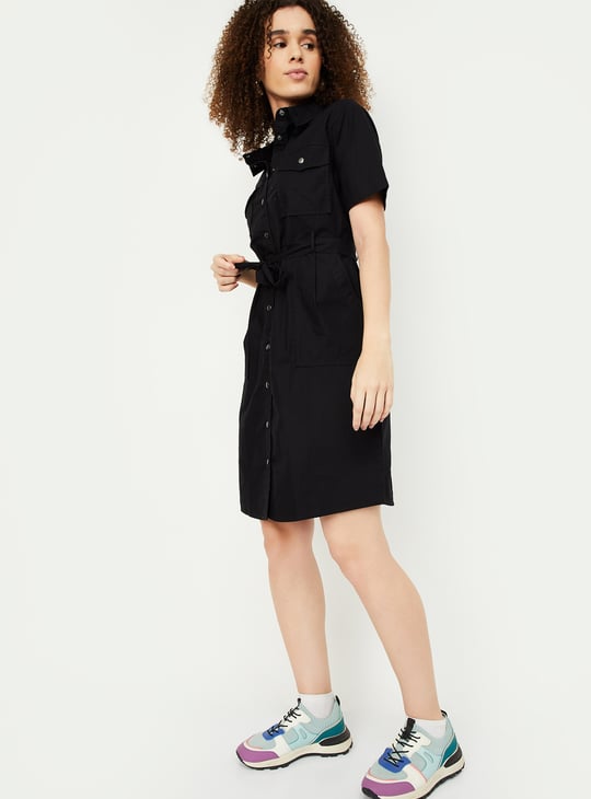 Women Solid Shirt Dress