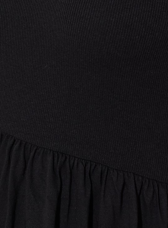 URB_N Women Ribbed One-shoulder Midi Dress