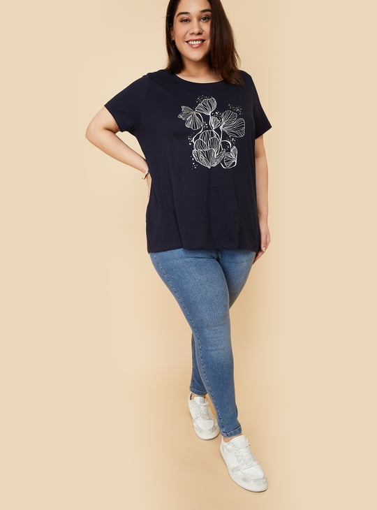 Women Metallic Printed T-shirt