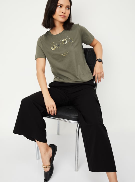 Women Foil Print T-shirt