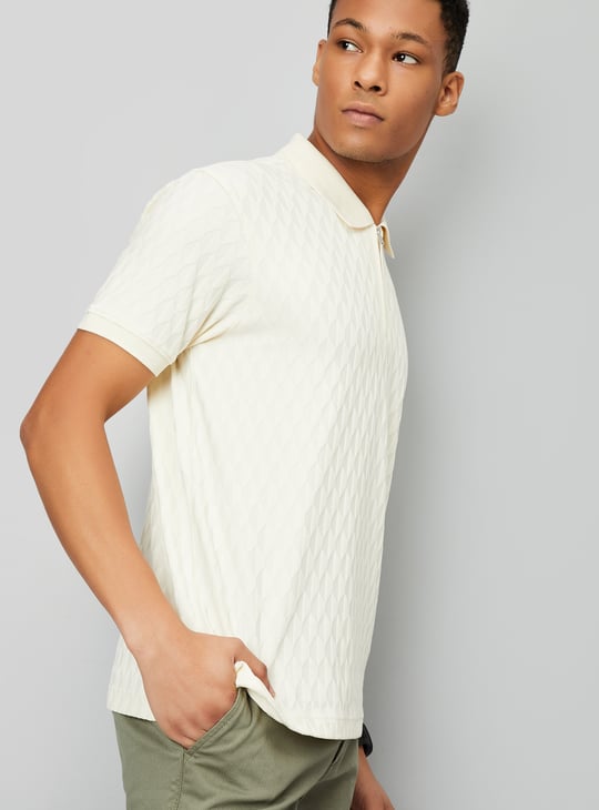 Men Knitted Zip Polo T-shirt