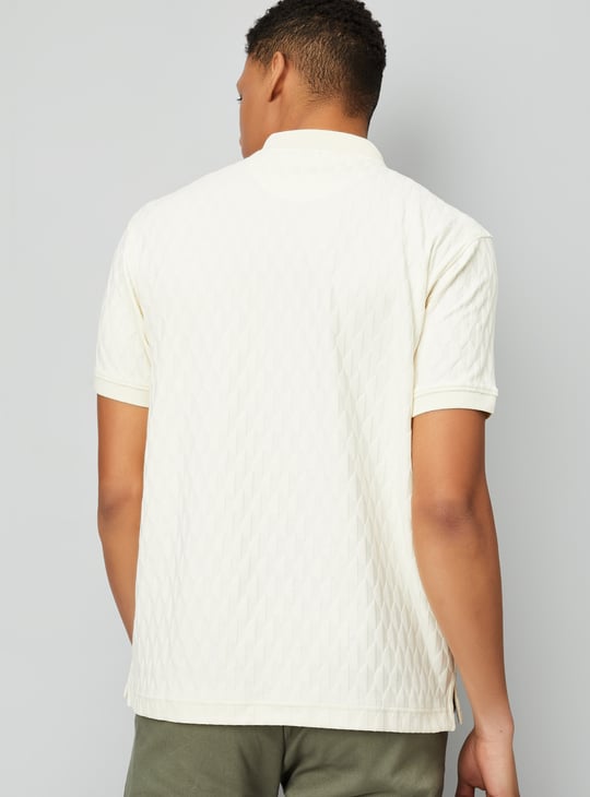 Men Knitted Zip Polo T-shirt