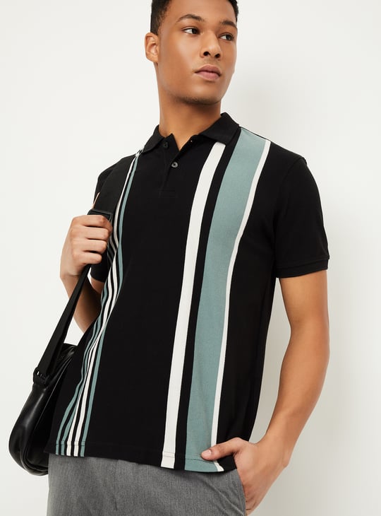 Men Striped Polo T-shirt