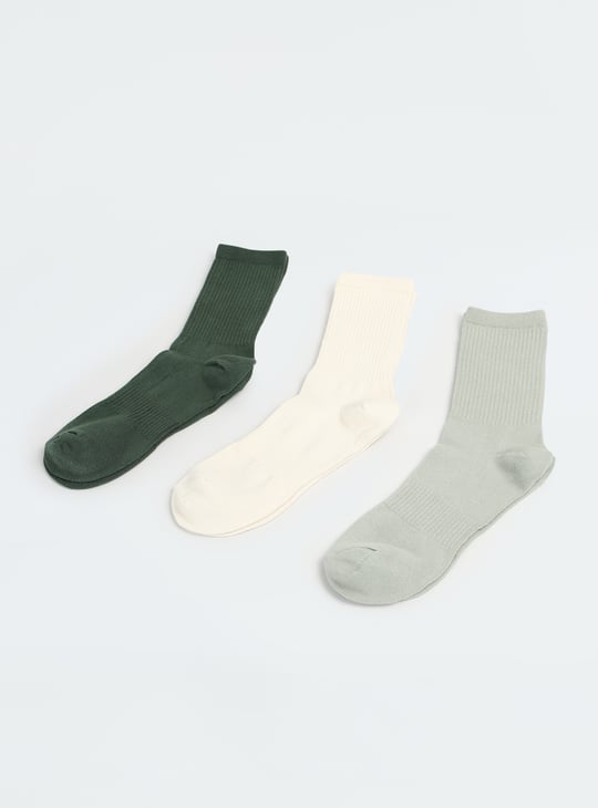 Men Ribbed Crew Length Socks - Pack of 3