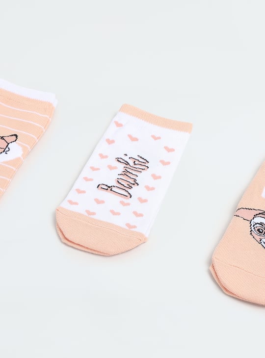 Girls Bambi Print No-Show Socks - Pack of 3