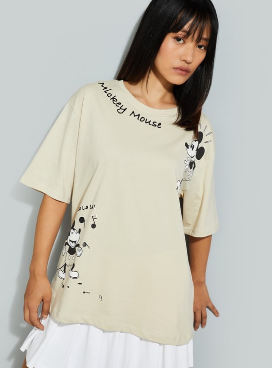 URB_N Women Mickey Mouse Print Boxy Fit T-shirt