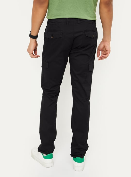 Men Solid Slim Fit Cargo Trousers