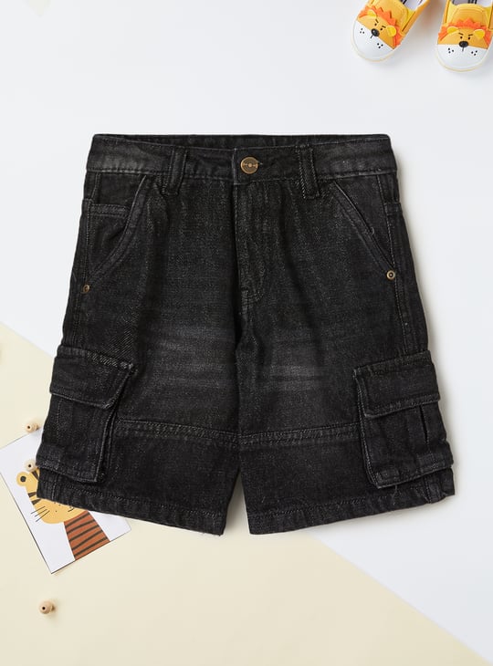Boys Washed Denim Cargo Jorts