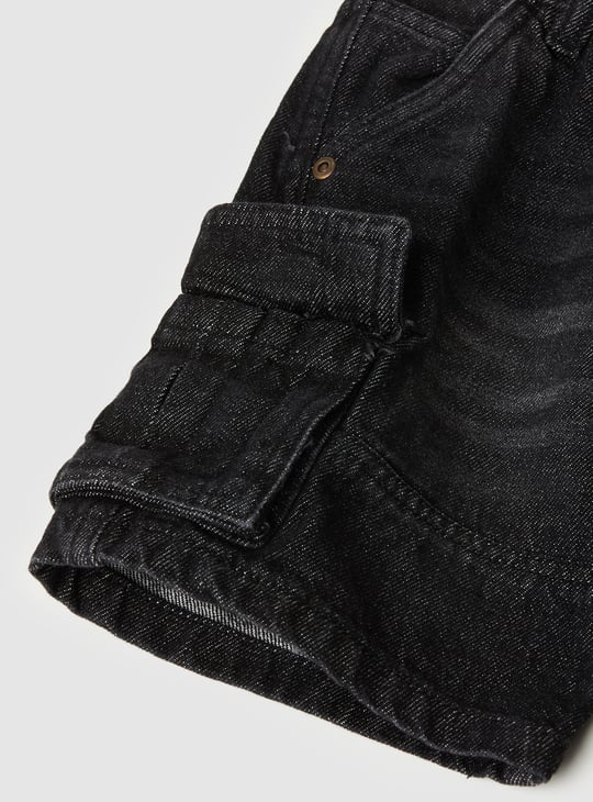Boys Washed Denim Cargo Jorts