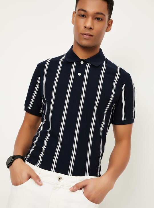 Men Striped Polo T-shirt