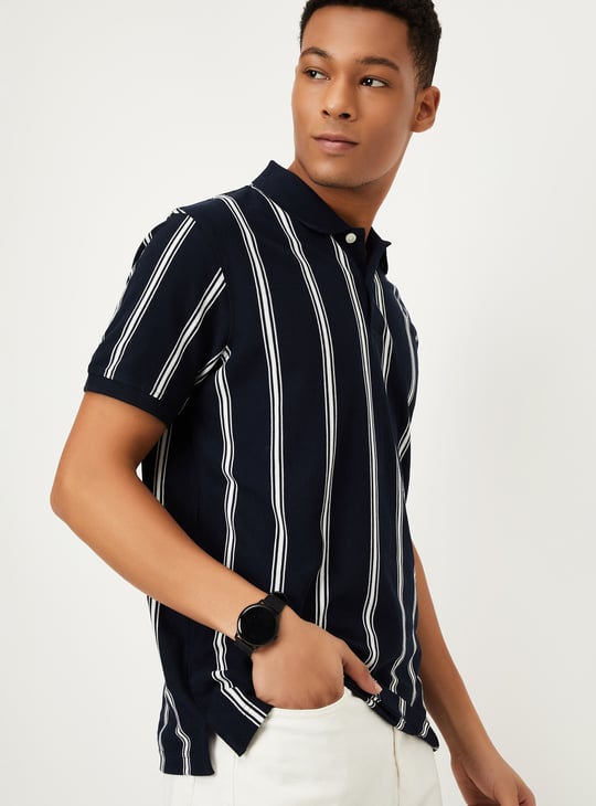 Men Striped Polo T-shirt