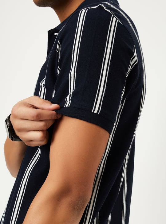 Men Striped Polo T-shirt