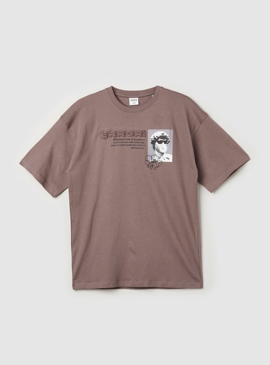 Boys Embossed Graphic Print Oversized T-shirt