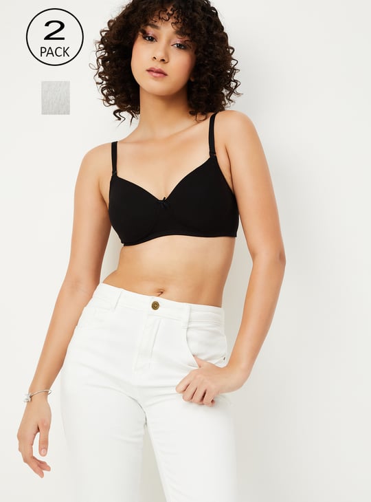 Women Solid Padded Non-Wired Bra - Pack of 2