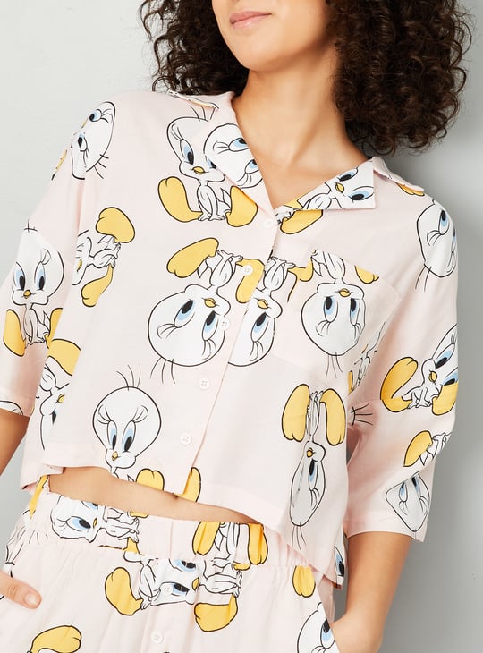 Women Tweety Printed Sleepwear Shorts Set