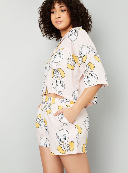 Women Tweety Printed Sleepwear Shorts Set