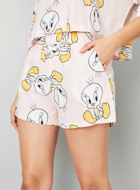 Women Tweety Printed Sleepwear Shorts Set