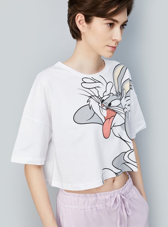 Women Bugs Bunny Printed Crop T-shirt