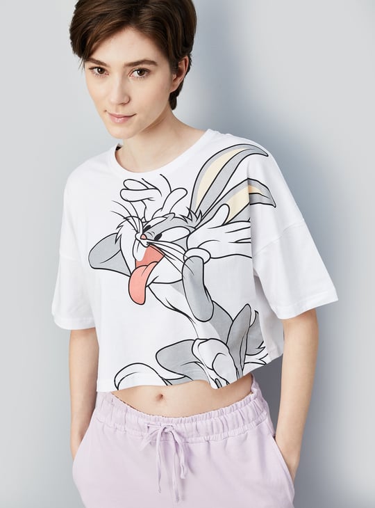Women Bugs Bunny Printed Crop T-shirt