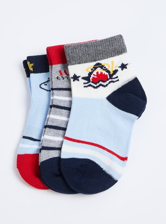 Boys Patterned Ankle-length Socks - Pack of 3
