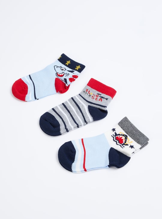 Boys Patterned Ankle-length Socks - Pack of 3