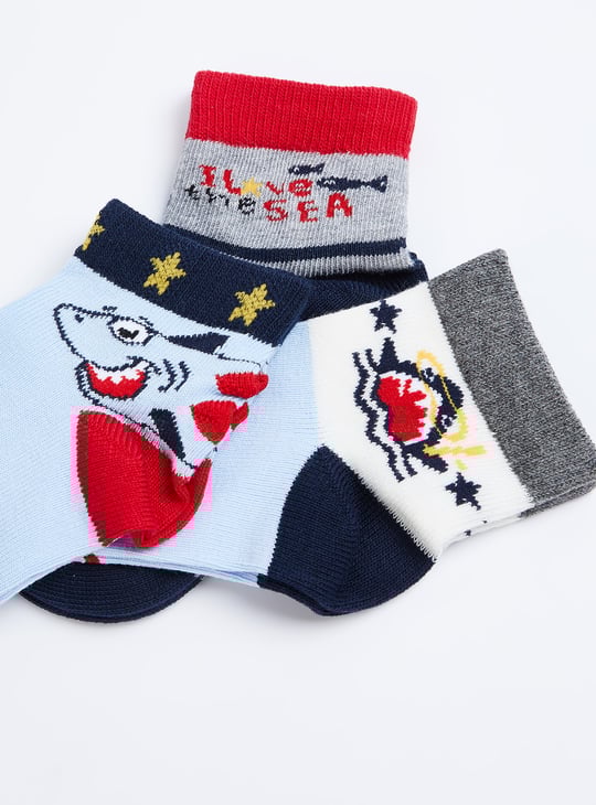 Boys Patterned Ankle-length Socks - Pack of 3