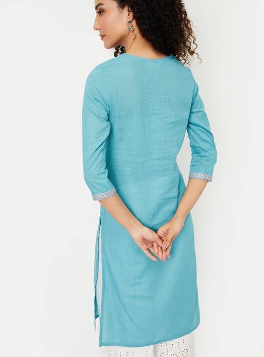 Women Embroidered Straight Kurta