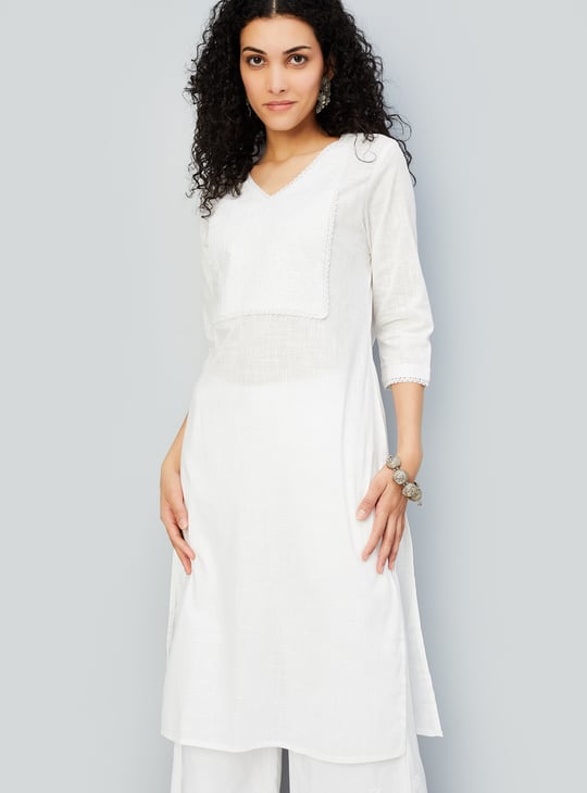 Women Embroidered Straight Kurta