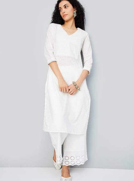 Women Embroidered Straight Kurta