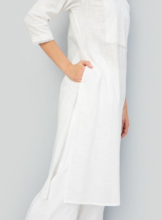 Women Embroidered Straight Kurta