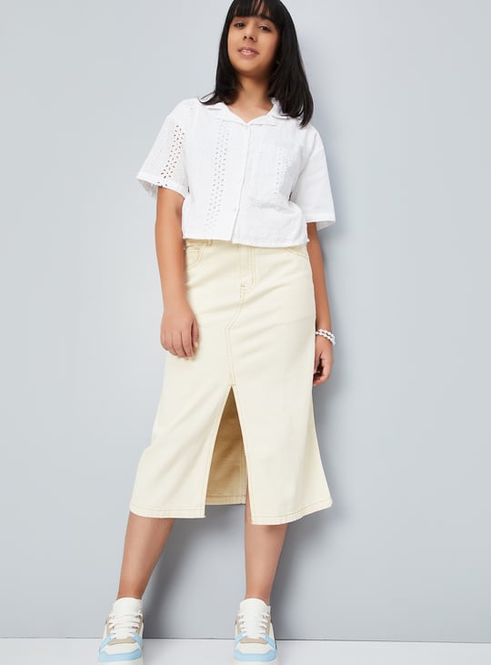 Girls Solid Denim Skirt