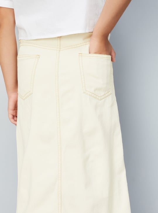 Girls Solid Denim Skirt
