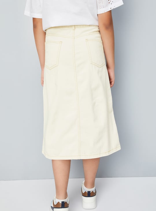 Girls Solid Denim Skirt