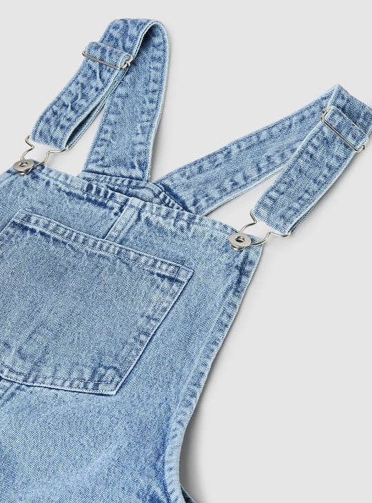 Girls Washed Denim Pinafore Dress with Tee