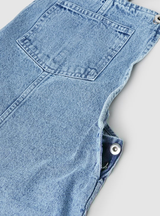 Girls Washed Denim Pinafore Dress with Tee