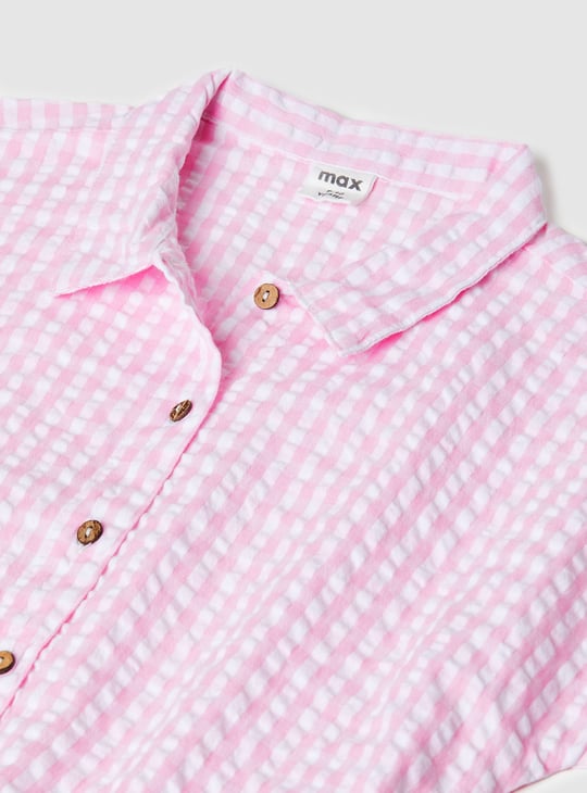 Girls Checked Shirt-style Crop Top