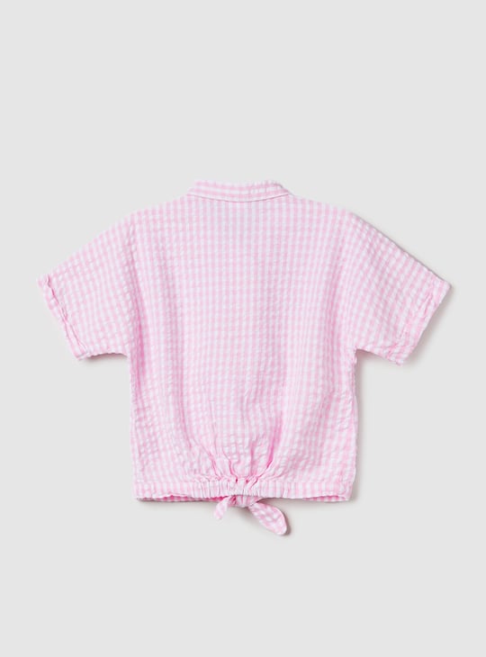 Girls Checked Shirt-style Crop Top