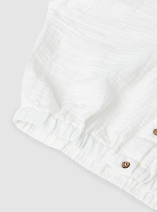 Girls Solid Shirt-style Crop Top