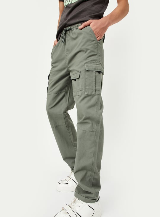 Boys Textured Loose Fit Cargo Trousers