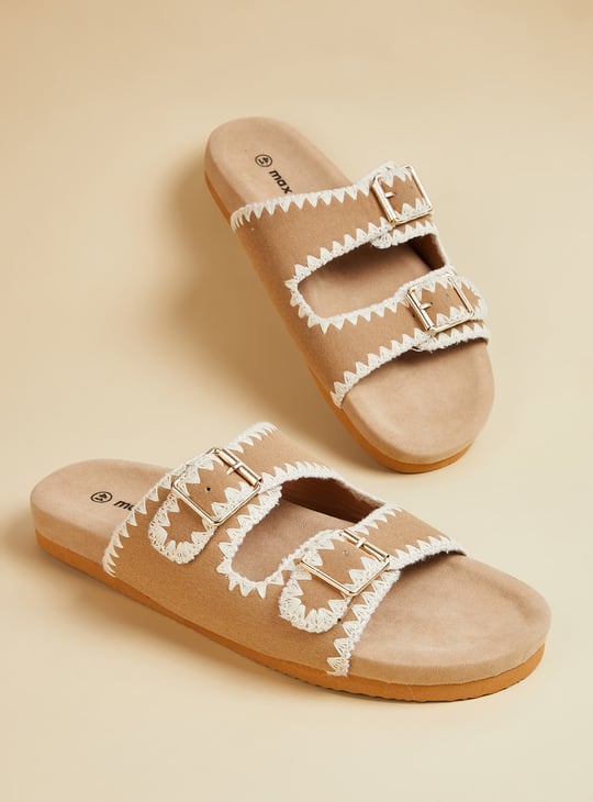 Women Embroidered Buckle Flats