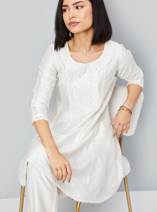 Kalki x Max Women Embroidered A-line Kurti Set