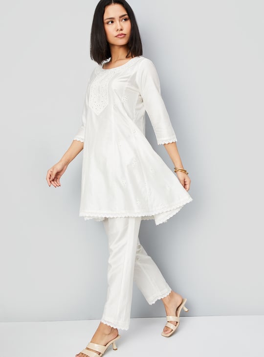 Kalki x Max Women Embroidered A-line Kurti Set