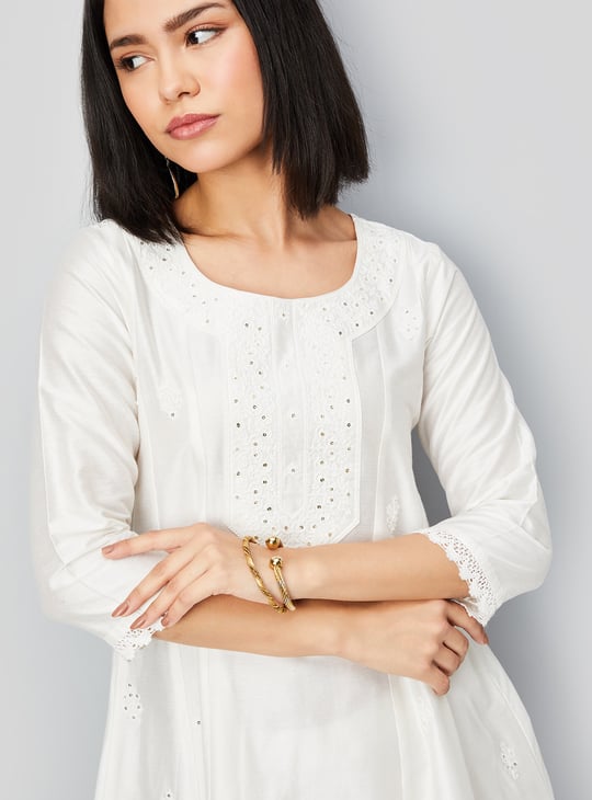 Kalki x Max Women Embroidered A-line Kurti Set