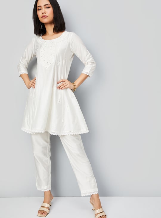 Kalki x Max Women Embroidered A-line Kurti Set